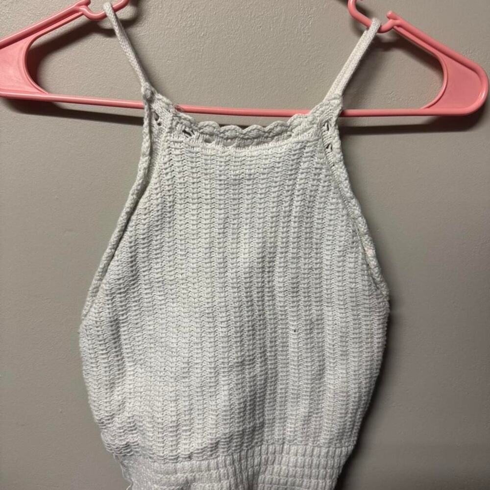 Hollister white coquette tank top